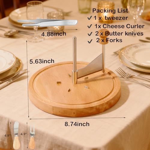 Wooden Cheese Curler Wheel, Cheese Shaver Cutter for Tete de Moine
