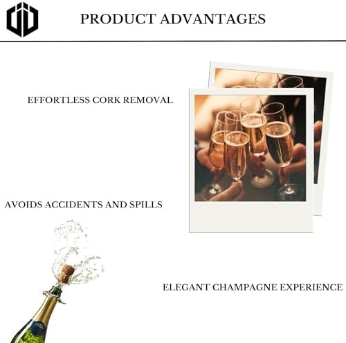 Imbibe & Indulge - Champagne Opener Tool - Portable Stainless Steel Corkscrew, Easy Twist Design, Non-Slip Grip, Durable Bottle Opening Tool - Wine and Champagne Bottle Opener, Champagne Cork Remover