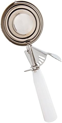 Tiger Chef White 5-1/3 oz Stainless Steel Ice Cream Scoop Disher - NSF Certified - For ice cream, frozen yogurt, cookie dough, meat balls, rice dishes, and vegetable purées. (1, 5-1/3 oz White)