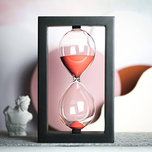SAMLONG Hourglass 60 Minute Decorative Sand Timer, Wooden Red Sand Clock