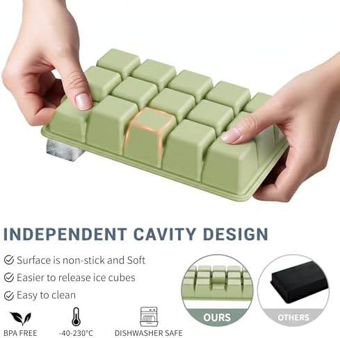 Silicone Ice Cube Tray 3 Pack, HANCELANT Ice Cube Mold, Ice Trays for Freezer with Lid for Whiskey, Cocktail, Drinks and Food, Freezer, BPA Free, Easy Release