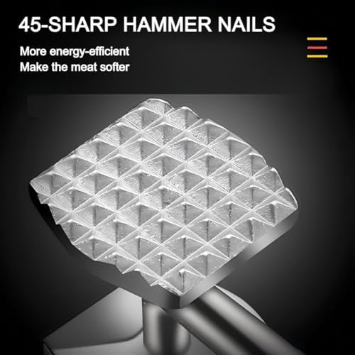 AMOZO Meat Tenderizer 304 Stainless Steel Meat Hammer – Premium Meat Tenderizer Mallet Stainless Steel – Pounder For Tenderizing and Pounding Steak, Beef And Poultry,Dishwasher safe.