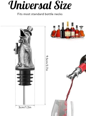 Animal Wine Pourer Spout, Drip Free Bottle Pourer & Stopper for Wine and Liquor Bottles, Funny Gift for Men, Dad, Hostess and Housewarming, Bar Cart Accessory for Holiday Party Decor, Multiple Animal
