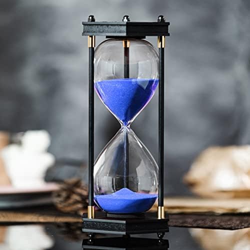 AKAKA MUNING Large Hourglass Timer 60 Minute, Hexagon Wood Sandglass, Blue