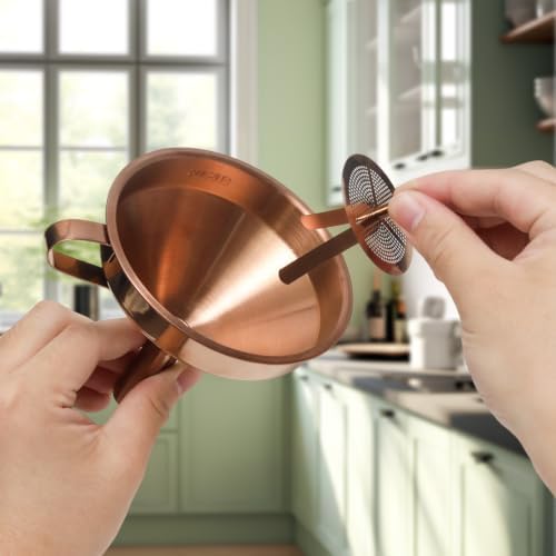 12.6cm/4.96inch Rose Gold Stainless Steel Funnel with Strainer