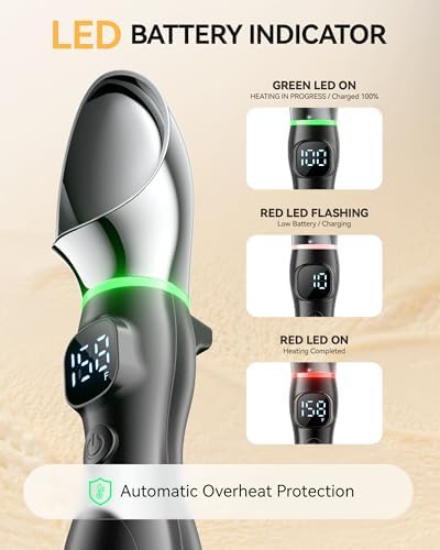 Yofidra Heated Ice Cream Scoop 4000 mAh, Ergonomic Design with Physical On/Off Switch, LED Battery Indicator & Screen Display, IP67 Waterproof for Easy Clean, Stand Design for Hygienic (Black)
