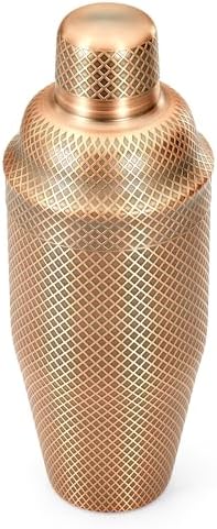 Barfly 3-Piece Diamond Lattice Etch Japanese Cocktail Shaker Set (24 Oz/700ml), Antique Copper