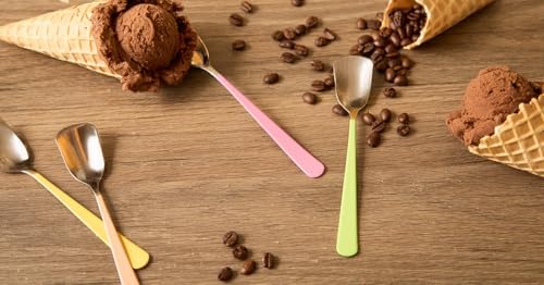 RSVP International Ice Cream Tool Collection, Dishwasher Safe, Large Handle, Colored Handle Spoons, 4 Piece