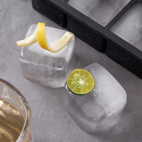 WonderWorld Ice Cube Tray, 9 Portions Gaint Silicone Freezer Tray with lids, 2 Inch Big Ice Maker for Whishkey, 2 pack