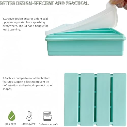 Silicone Ice Cube Trays Large for Whisky, Collins Ice Cube Mold Tray with Lid Also Used for Butter Mold, Easy Release Reusable, 2 Count