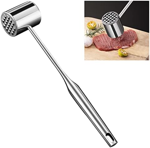 Meat Tenderizer, Meat Hammer, Dual-Sided Kitchen Meat Mallet with Comfort Grip Handle, 304 Stainless Steel Meat Pounder For Tenderizing Steak Beef Poultry & More