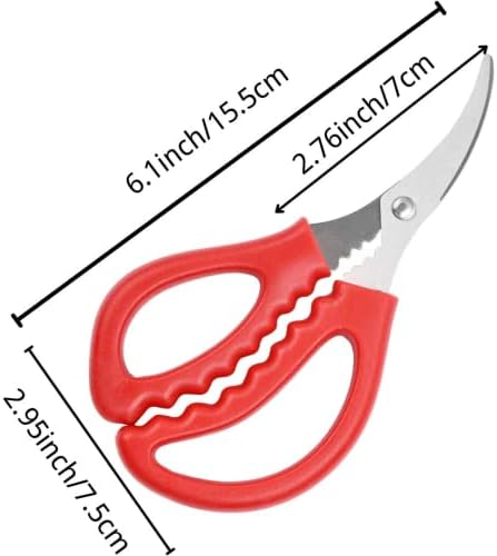 16PCS Kitchen Seafood Scissors for Crab Legs,Multifunctional Stainless Steel Shears,Lobster Scissors, Crab Crackers and Seafood Tools (Red)