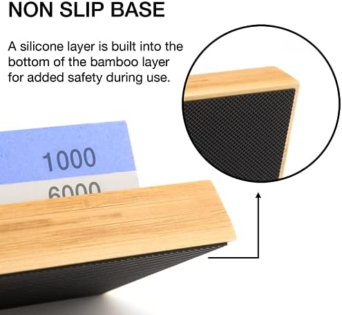 NEIKO 54002A Whetstone 1000/6000, Wet Stone Sharpening Kit, 2Sided, Highly Durable Corundum Water Stone, Angle Guide, Non-Slip Bamboo Base, Knife Sharpening Stone for Knives, Whetstone Knife Sharpener
