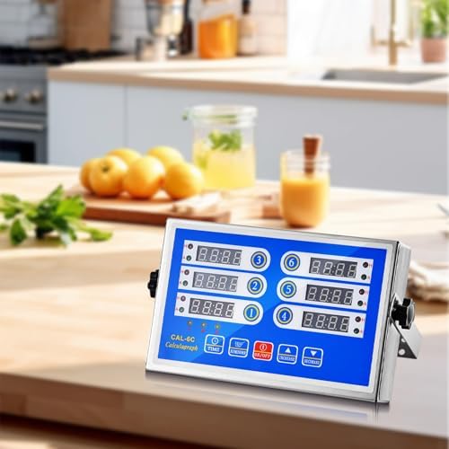 Commercial 6 Channel Kitchen Timer Cooking Countdown with Clear Display Loud Ring Alarm Reminder for Restaurant Multiple Events