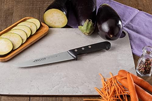 Arcos 7 Inch Kitchen Knife. Stainless Steel and Polyoxymethylene (POM) Black Handle. Series Universal