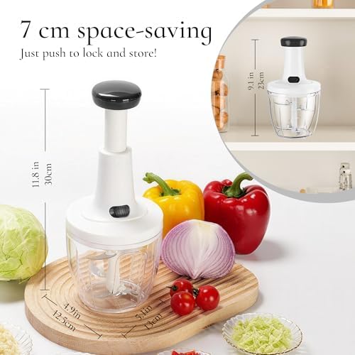 Manual Hand‑Push Food Chopper, Vegetable Dicer Mincer for Onion Garlic
