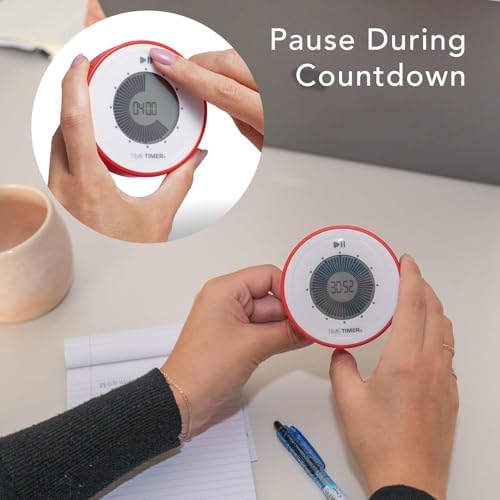 Time Timer Twist - Updated - 90-Minute Digital Visual Countdown Clock — Magnetic with Kickstand for Kids Classroom Learning, Study Tool, Teachers Desk, Exercise and Kitchen Timer (Red)