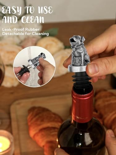Animal Wine Pourer Spout, Drip Free Bottle Pourer & Stopper for Wine and Liquor Bottles, Funny Gift for Men, Dad, Hostess and Housewarming, Bar Cart Accessory for Holiday Party Decor, Multiple Animal