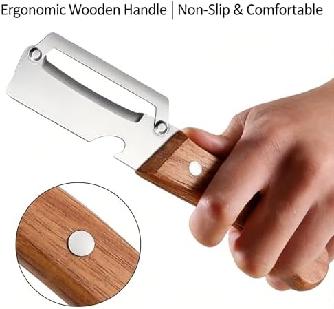 2-in-1 Vegetable Peeler & Julienne Shredder, Stainless Steel Wooden Handle