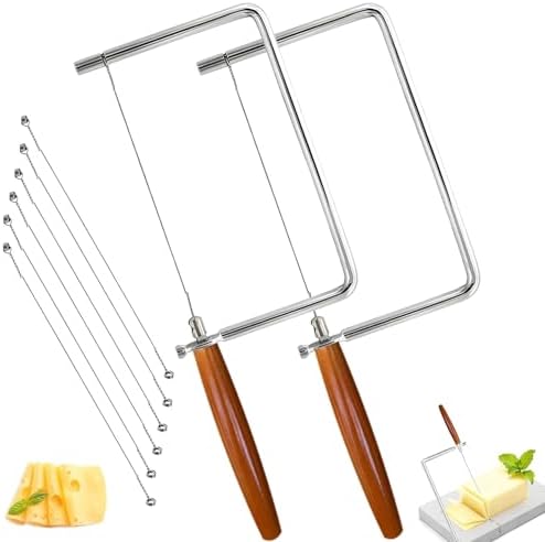 Cheese Slicer Kit Accessories Kitchen Knife Cheese Cutter Stainless Steel Components DIY for Making Giftable Cheese Cutting Boards with This Cheese Cutter Kit,Wire Cheese Slicer (2Slicer+6Wires)5"