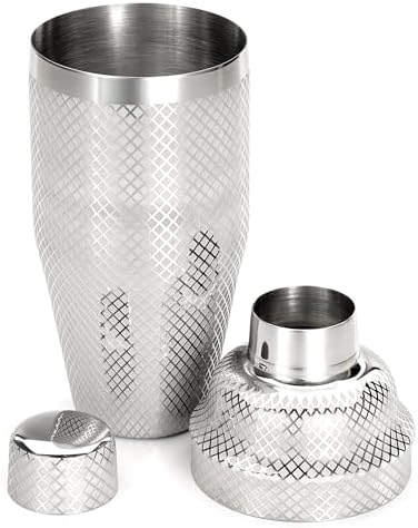 Barfly 3-Piece Diamond Lattice Etch Japanese Cocktail Shaker Set (24 Oz/700ml), Stainless Steel