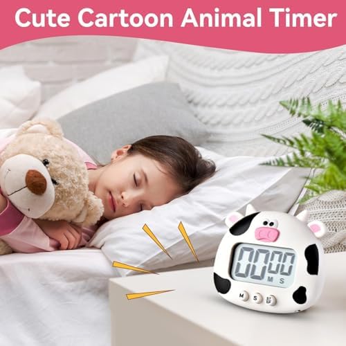 Cute Cartoon Animal Timer, Digital Kitchen Timer Magnetic Countdown Timer with on Off Switch and Large LCD Display for Cooking, Baking, Classroom Supplies