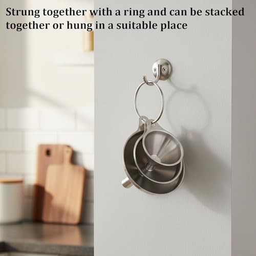 6-Piece Stainless Steel Funnels Set, Spice Funnel for Kitchen Use, Durable Funnels for Transferring Liquids and Powders, Spice Funnel organizing Kitchen Spices, Filling Bottles with Condiments