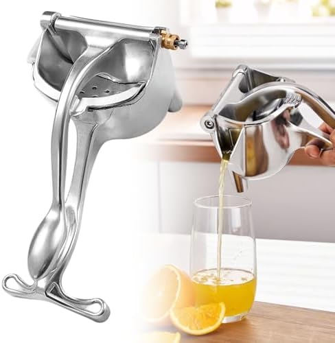 Aluminum Alloy Fresh Fruit Juice Extractor,Hand Juicer Squeezer Lemon Juicer Manual Hand Press with Ergonomic Grip, Easy to Clean for Orange Citrus Pomegranate Lime Grapefruit Home Kitchen (Silver)