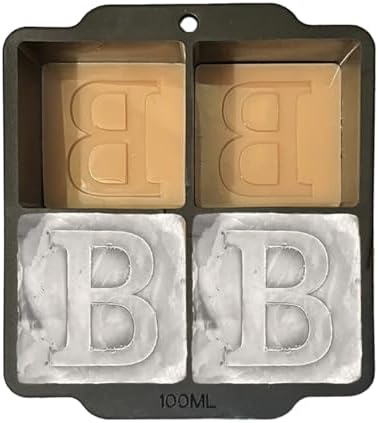 Monogrammed Ice Cubes Mold with Lid, 2 inch Whiskey Ice Cube Tray, Personalized Initials Silicone Cocktail Ice Cube Mold, Wedding Monogram, Thank You Gift, Gifts for Dad (Letter B)