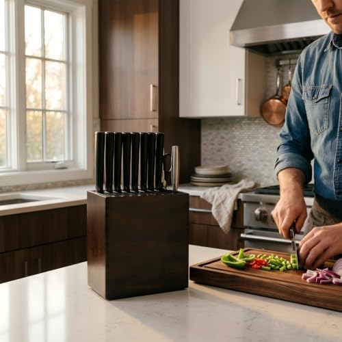Universal Knife Block XL Knife Block Without Knives Acacia Wood Dark Brown