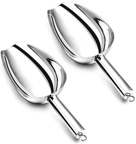 E-far Metal Ice Scoop Set of 2, 24 Ounces Kitchen Ice Scooper for Ice Maker