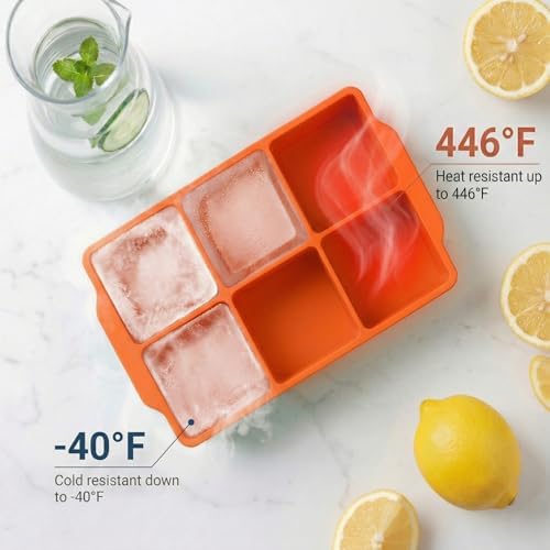 KitchFort® Large Silicone Ice Cube Tray (2-Pack) - 2" Big Ice Mold with Lid