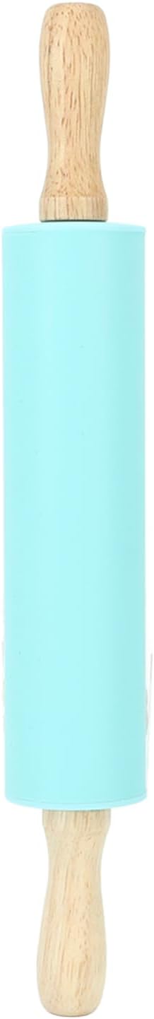 13.2in Rolling Pin Pastry Baking Mat 11.8x1.8in Large Silicone Rolling Pin Kneading Pad Baking Tool for Kitchen Restaurant School Use (Blue)