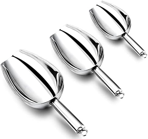 Stainless Steel Scoop Set of 3 (3-5-8oz), E-far Small Scoops for Canisters