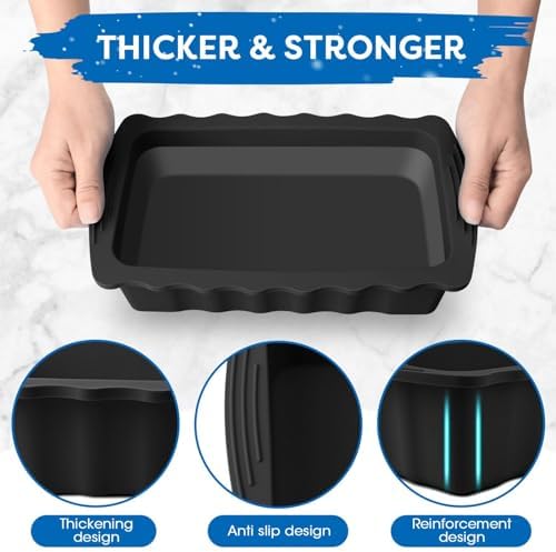 Haldane 2PC Extra Large Ice Block Molds, 6LB Giant Ice Cube Molds for Plunge Lab, Ice Container for Freezer, Thickened and Reinforced Silicone Ice Tray, Cold Plunge Tub Accessories, Black