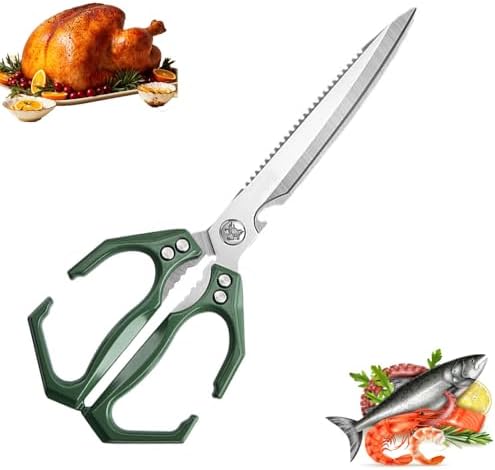 Extended Blade All Purpose Heavy Duty Kitchen Shears for Cooking BBQ, Ergonomi Roast Food Cutting Scissors Dishwasher Safe