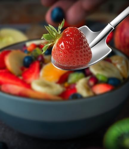 2 Pack Personalized Spoons, 6-Inch Engraved Ice Cream Spoon, Custom Stainless Steel Coffee, Dessert, and Fruit Shovel Spoons with Name, Ideal for Anniversaries, Weddings, and Gifts (Silver)