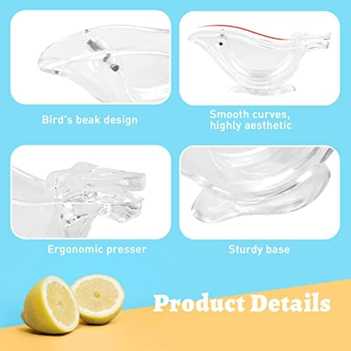 HNQH Manual Lemon Juicer, Acrylic Manual Lemon Slice Squeezer, Portable Transparent Fruit Juicer, Elegance Bird Shape, Hand Juicer for Orange Lemon Lime Pomegranate (4 Pack) (4 Pack)