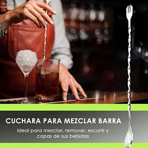 Muddler for Cocktails Bar Spoon Stainless Steel Cocktail Muddler Long Drink Stirrer Bartender Spoon Cocktail Mixing Spoon Muddler and 15ml 30ml Jigger Bar Tool Set for Home
