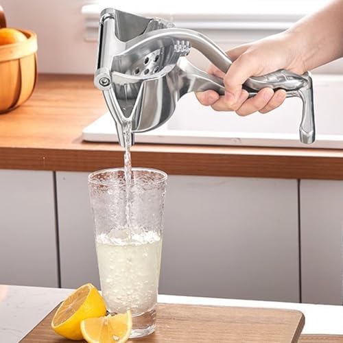 Hand Juicer Squeezer with Ergonomic Heavy Duty Handle with Pour Spout for Mess-Free Pouring - Manual Citrus Press for Lemon, Orange, Lime, Grapefruit, Pomegranate(MATERIAL:Stainless Steel)
