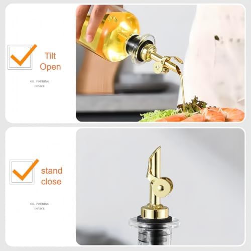 Olive Oil Dispenser,11.8oz Oil Bottle with Bamboo Tray | Set of 2