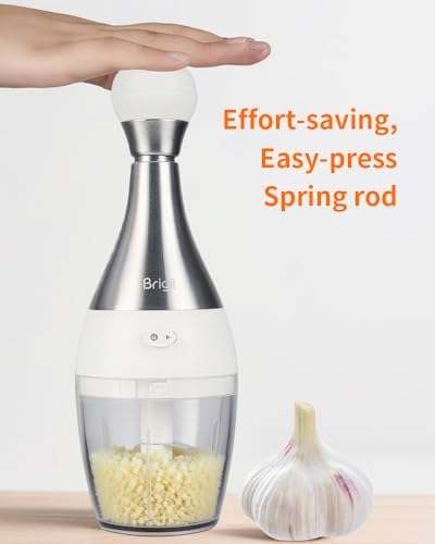 Brigii Garlic Press,Onion vegetable chopper,Food Chopper,Garlic Mincer, for Ginger, Chili, Nuts - Chop into Minced, Dishwasher Safe