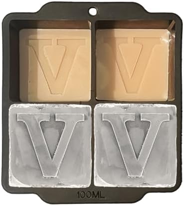 Monogrammed Ice Cubes Mold with Lid, 2 inch Whiskey Ice Cube Tray, Personalized Initials Silicone Cocktail Ice Cube Mold, Wedding Monogram, Thank You Gift, Gifts for Dad (Letter V)