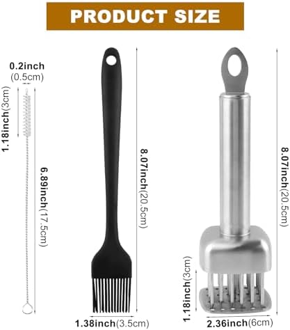 Meat Tenderizer Tool, 304 Stainless Steel with 24 Sharp Needles, Equipped with Safety Guard and Easy‑Grip Handle, Meat Needle Tenderizer for Beef, Chicken and Turkey, Dishwasher Safe