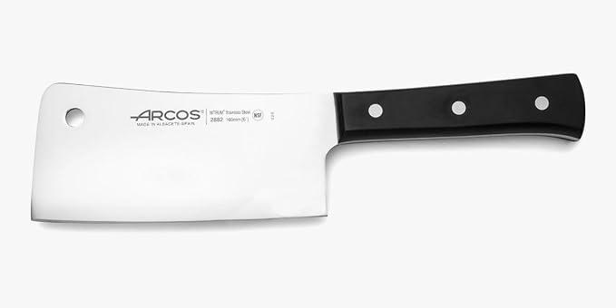 Arcos Cleaver Knife 6 Inch Nitrum Stainless Steel and 160 mm blade. 477 gr. Professional Knife for Boning. Ergonomic Polyoxymethylene POM Handle. Series Universal. Color Black