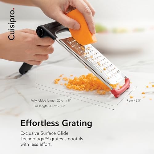 CUISIPRO Surface Glide Technology Stainless Steel Folding Handle Grater, Coarse
