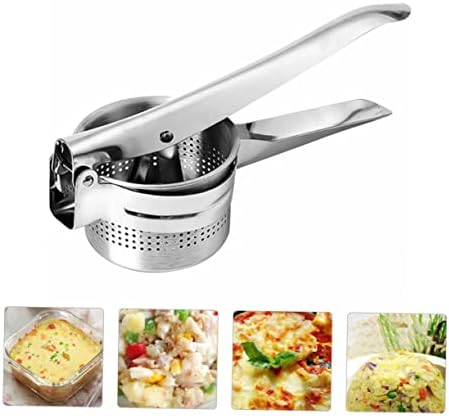SHOWERORO Manual Stainless Steel Potato Ricer and Masher Kitchen Gadget for Crushing Potatoes Vegetables and Fruits with Comfortable Grip Lightweight and Easy to Use 10.6 Inch