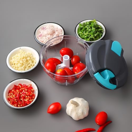 Manual Food Processor Vegetable Chopper (520ml, Blue)