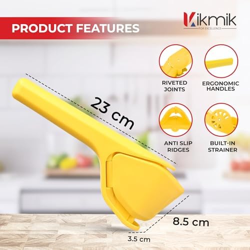 Lemon Squeezer - CitrusEase Foldable Hand Juicer: Effortless Juicing with Space-Saving Ergonomics Design – Manual Lemon Juicer with Sideways Pivot for Maximum Juice Yield- Yellow