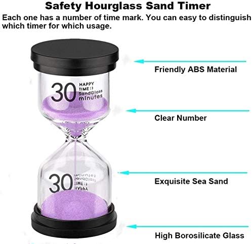 SuLiao 30 Minute Hourglass: Purple Sand Clock Timer, Large Sand Watch 30 Min，Plastico Reloj De Arena 30 Minutos, Colorful Half Hour Glass Sandglass for Kids, Home, Game, Classroom, Kitchen, Decortion